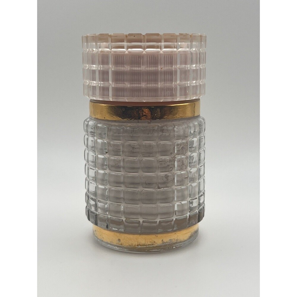 Vintage Avon Elusive Powder Sachet 1.25 oz Dusting Powder Glass Jar Pink Gold